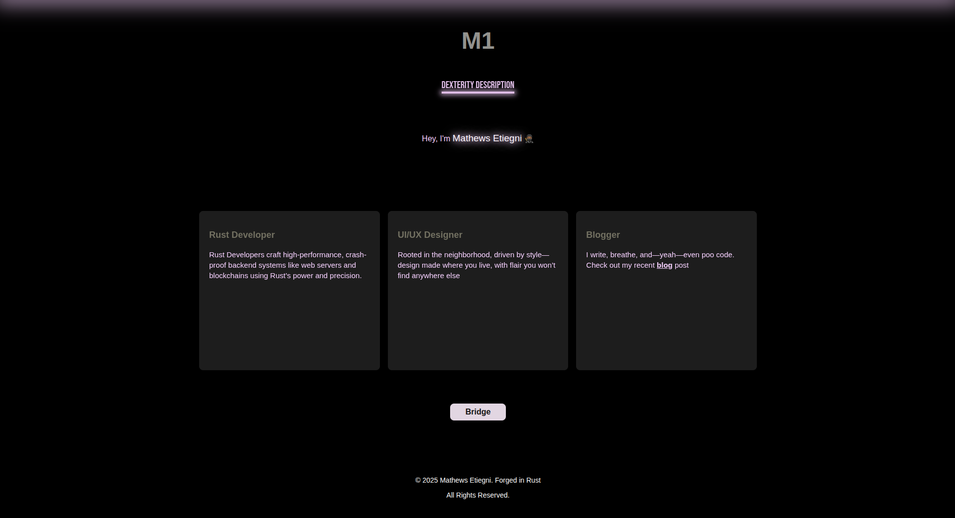 Earlier homepage layout